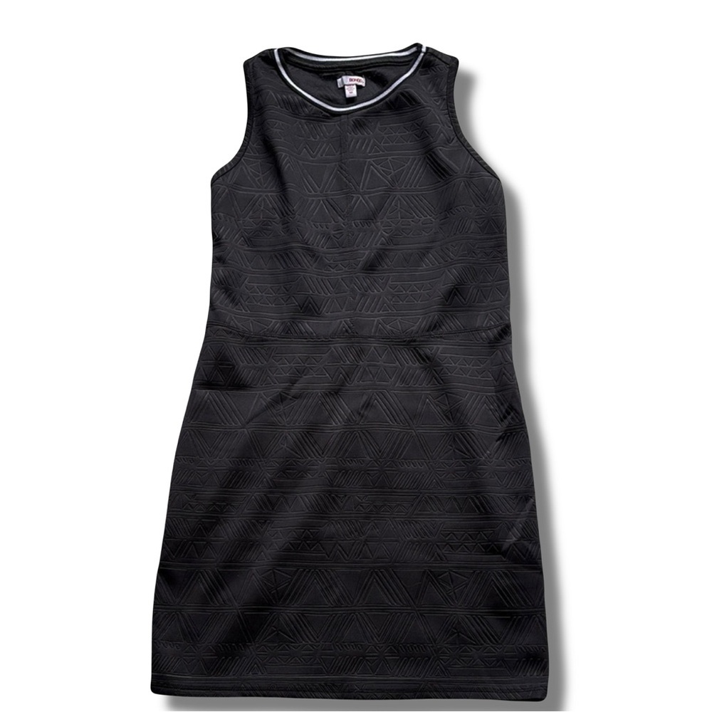 Bongo Black Sleeveless Bodycon Dress | Geometric Textured Mini Dress Size Medium